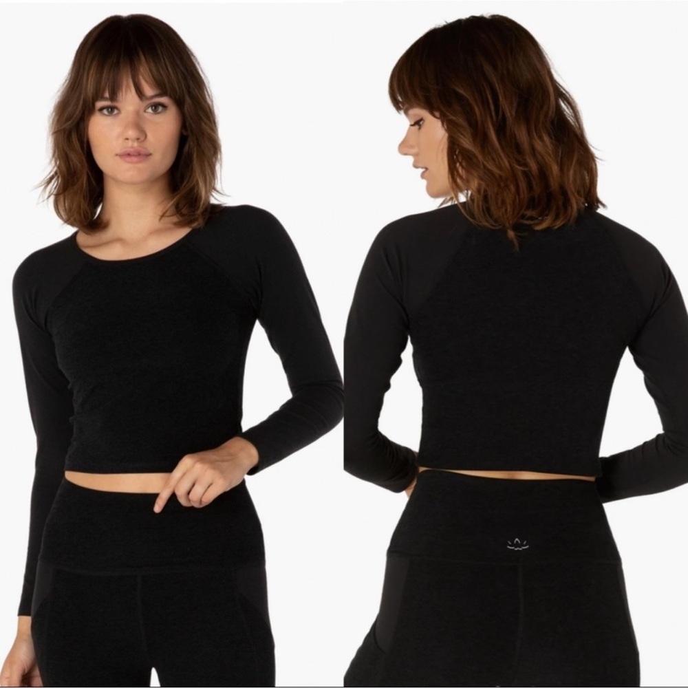 Beyond Yoga In The Mix Cropped Yoga Longsleeve Top in Spacedye M